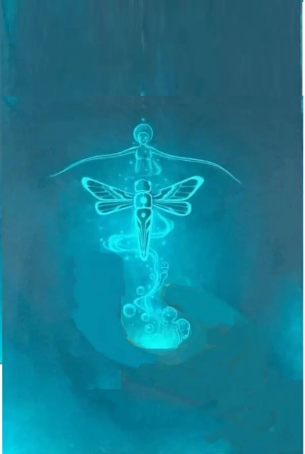 The Qi of ThaoQi: A luminous blue emerging spirit form above a glowing light source, representing natural, flowing healing energy and balance